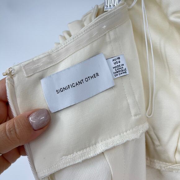 Significant Other | Danika Off Shoulder Dress in Cream Satin Maxi M US 6 - Picture 4 of 15